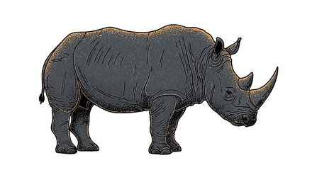 Obraz premium African rhinoceros wildlife illustration side view endangered savanna animal