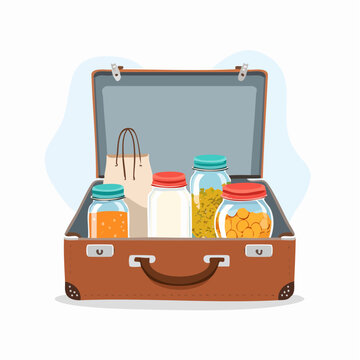 Mudik Packing Essentials with Reusable Bags Vector