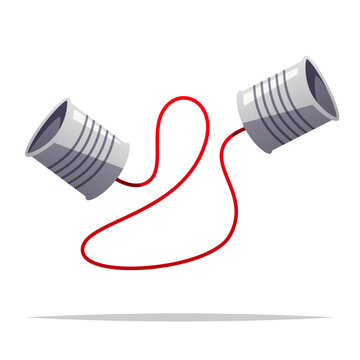 Tin can telephone vector isolated illustration