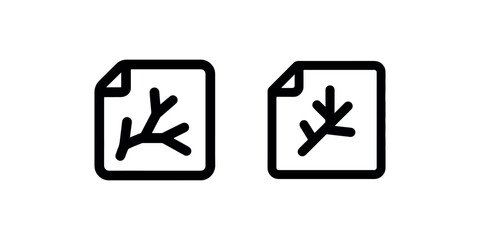 Document branch icon set featuring paper sheets with abstract tree elements representing organic file organization or sustainable data management solutions