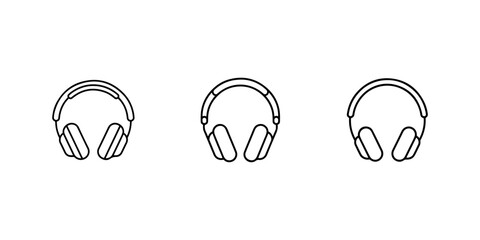 Obraz premium Headphones line icon set showcasing audio accessories and music listening, ideal for sound, communication, and entertainment topics