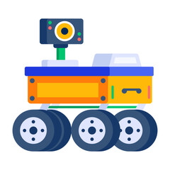 Flat style icon depicting a mars rover © Prosymbols