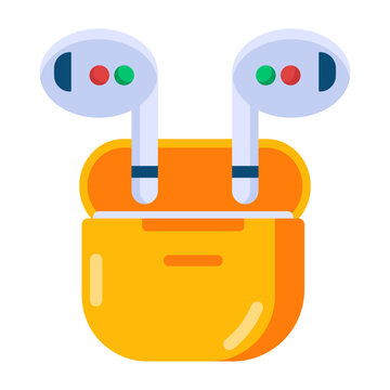 A flat style icon of smart earbuds