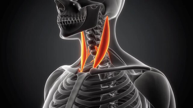 Anatomical illustration of the sternocleidomastoid muscles in the human neck.
