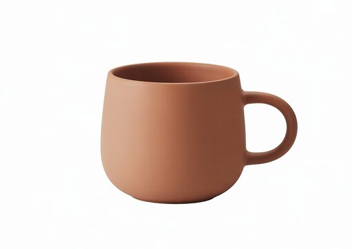 Matte terracotta mug isolated on a transparent background