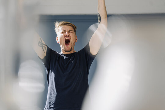 Portrait of a screaming man