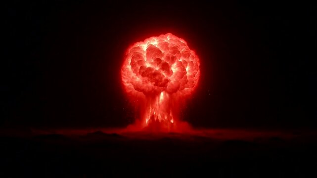 Dramatic explosion illuminates the darkness, showcasing energy and chaos in a stunning display of power.