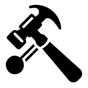 ball peen hammer tool icon silhouette illustration for repair construction metalwork design