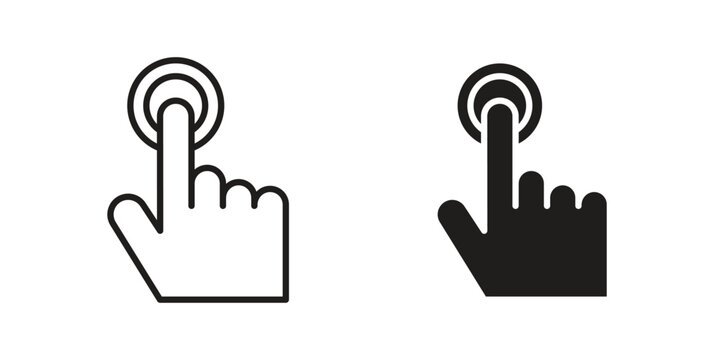 finger tap icon in black stroke eps vector graphic