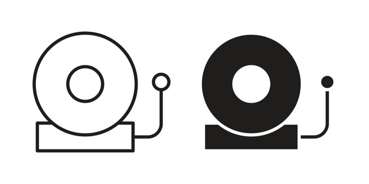 Fire alarm icon in black stroke eps vector graphic