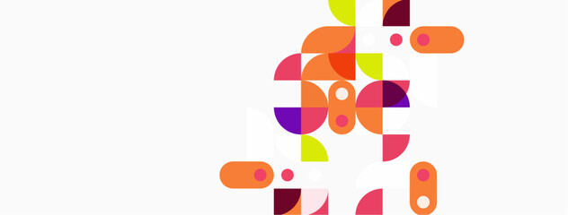 Fototapeta premium Abstract geometric shapes, vibrant colors, overlapping forms create dynamic composition. Minimalist design, modern aesthetic, playful arrangement.