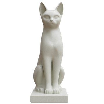 Bastet statue egyptian sacred cat isolated on white, transparent. Ancient Egypt sculpture, 3d