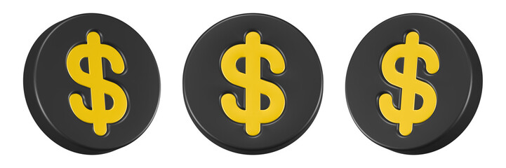 Obraz premium dollar sign icon 3d render black circle button