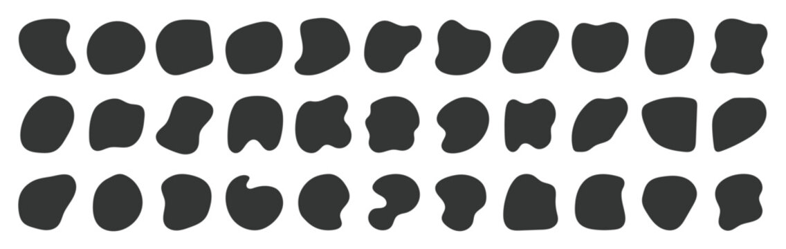 Abstract organic blob shapes hand drawn irregular vector design element isolated on transparent background