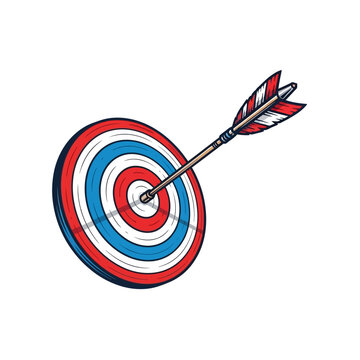 Colorful illustration of bullseye target with arrow.
