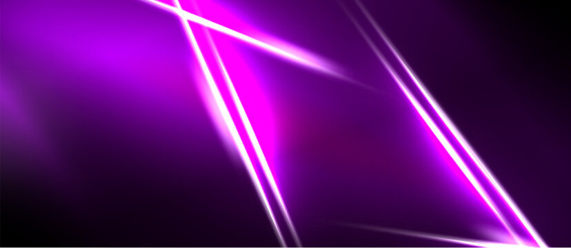 Abstract purple lines create dynamic geometric shapes. Brightness contrasts with dark background, suggesting energy, motion.