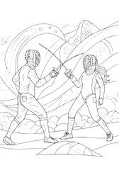 Obraz premium fencing coloring page