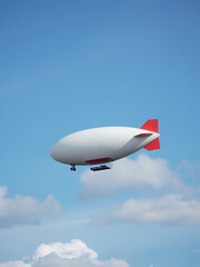 Fototapeta premium Blimp floating in sky with clouds