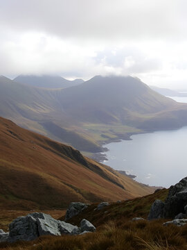Landscape of View from Connor Pass, Dingle, Ireland