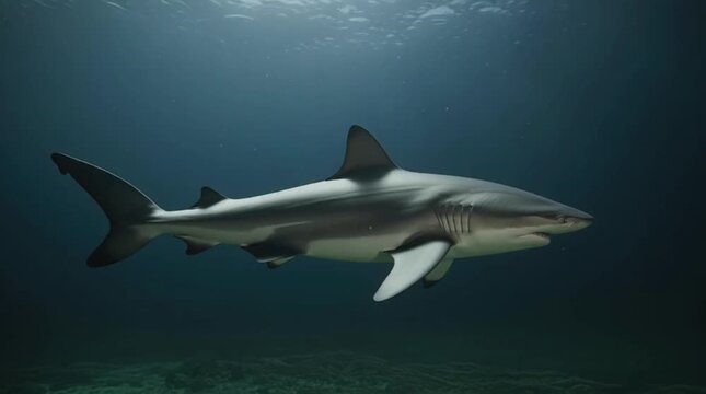 Oceanic Predator: A formidable shark glides effortlessly through the deep blue, its sleek form a testament to the raw power and grace of the ocean.