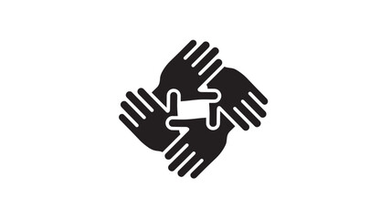 Fototapeta premium Hands linked together in a circle, symbolizing teamwork, support, and unity, in a clean, graphic icon style.