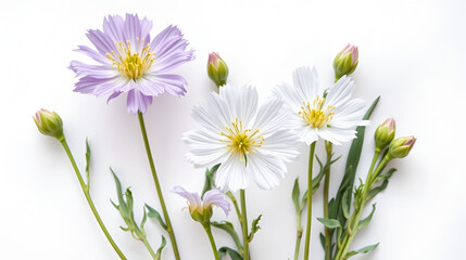 Fototapeta premium Chicory flowers isolated on the white background.