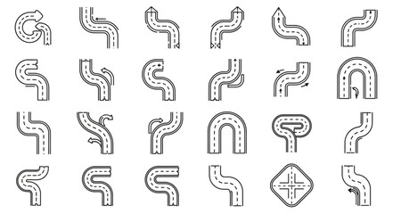 Road Curve Icons - A Collection of Winding Path Designs.