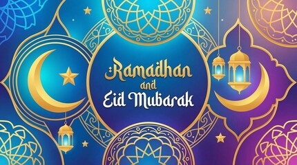 Ramadhan and Eid Mubarak Islamic Celebration Background 1. © Irham