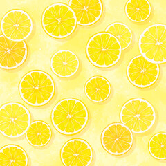 輪切りレモンの背景2_正方形