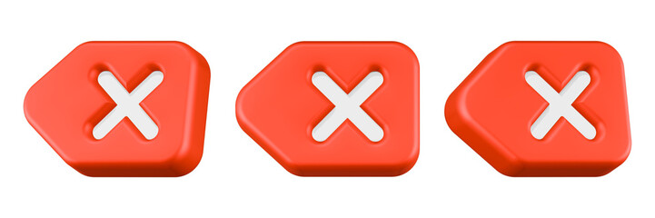 Fototapeta premium close tag icon 3d render red color
