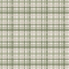 Soft Sage Green Plaid Seamless Pattern, Hand Painted Check Textile Background for Fabric and Wallpaper