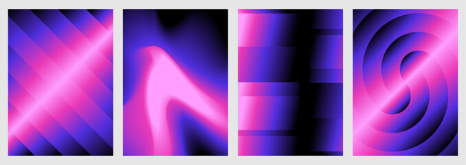 Fototapeta na wymiar Vector illustration collection - trendy abstract creative minimalist prints and compositions with bright gradient colors - design templates for social media posts and stories, posters and banners