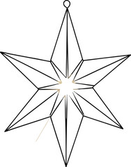 Fototapeta premium Glowing star ornament with radiant lines and geometric design