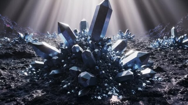 Alien Crystals Grow And Shine Under Ethereal Light Rays
