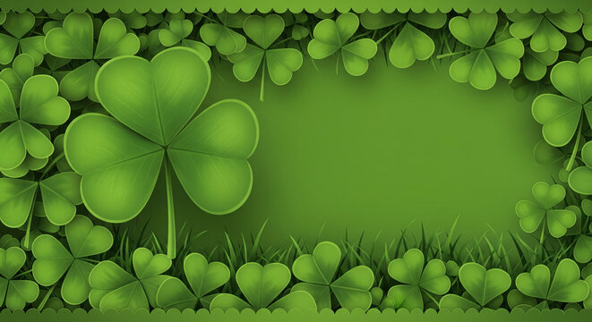 Irish four leaf lucky clovers background