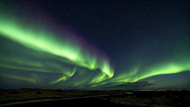 A gorgeous aurora scene in the night sky