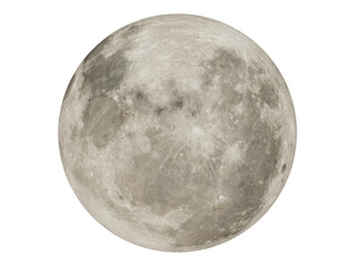 Naklejka premium Full Moon in deep space for futuristic and sci-fi projects. Ideal for PNG, moon surface, planet moon, universe and space concept.