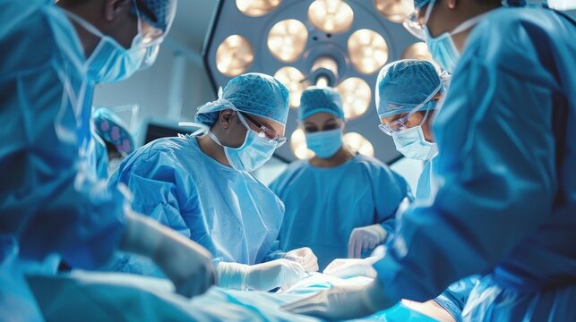 Surgeons performing operation in theater.