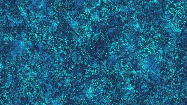 glowing pulsing cyan static noise texture, bioluminescent particles in liquid with deep blue shades, loopable digital art pattern