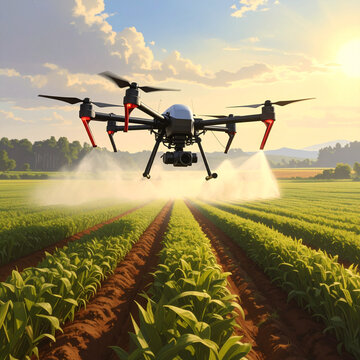 A military rescue helicopter flies through the blue sky above a corn field irrigation system while clouds drift past the rotating propeller