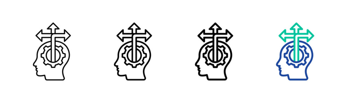 Cognitive Flexibility Icon Collection Different Style Outline