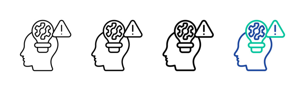 Cognitive Impairment Icon Collection Different Style Outline