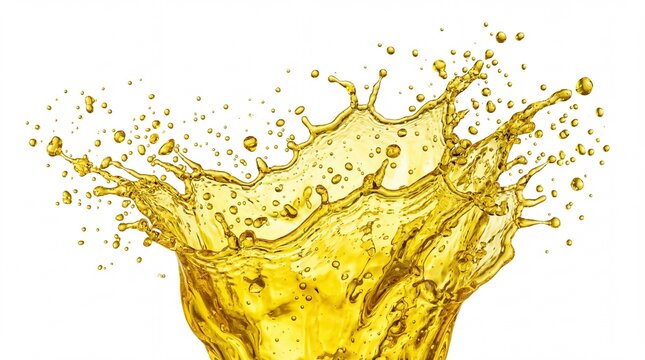  yellow fruit juice or oil liquid splash isolated on white background with clipping path