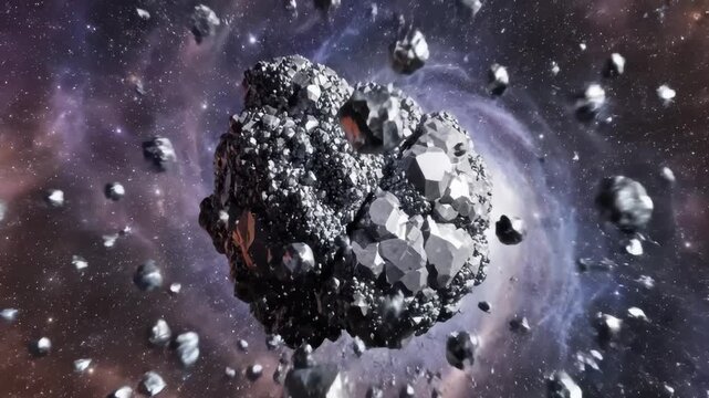 Asteroid Field Approaches Cosmic Debris Motion In Space
