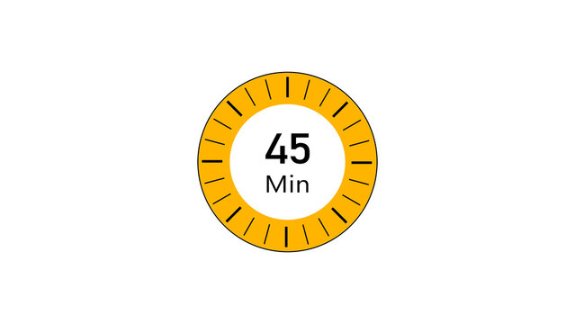 45 min clock icon illustration. clock 45 minutes isolated on white background illustration. and creating a stunning illustration.4k illustration.
