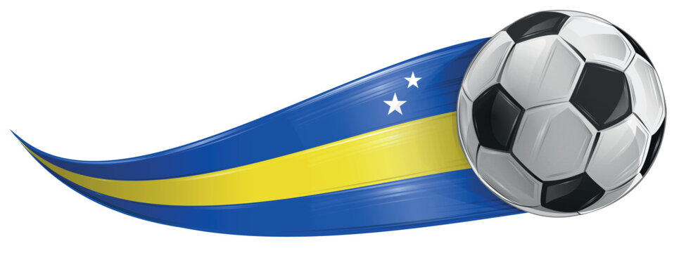 Soccer ball with  the cura&ccedil;ao flag, realistic effect. vector illustration, isolated on white background