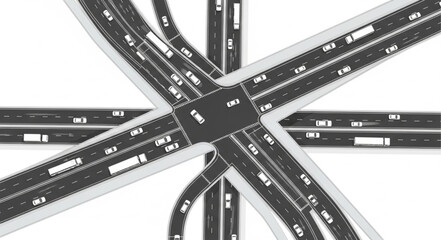 Busy highway intersection with traffic congestion from above.