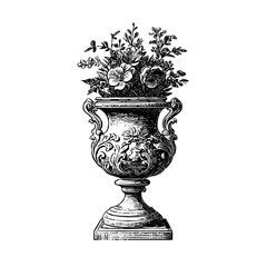 Fototapeta premium Elegant vintage floral urn illustration.