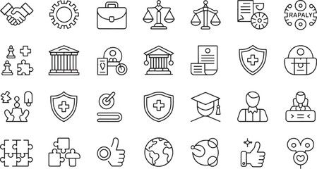 Collection of flat design vector icons representing various concepts and professions isolated on transparent background © md