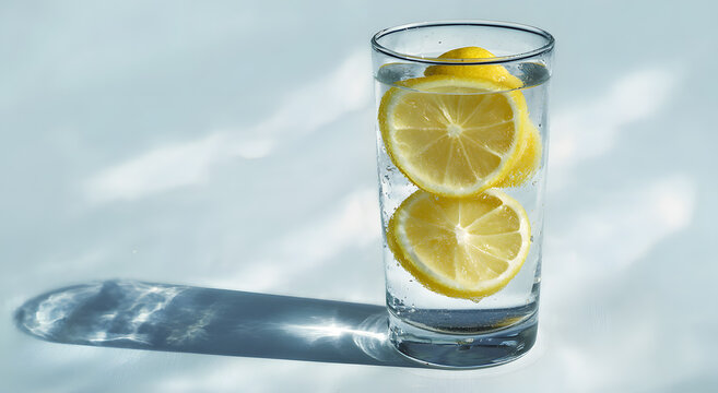 A glass of lemon sparkling water
